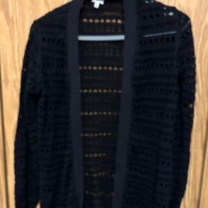Kismet Black Open-Weave Knit Cardigan